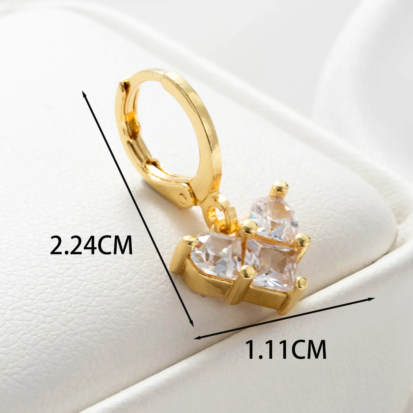 1 Piece Simple Series Classic Heart Copper  18K Gold Plated Zircon Women's Dangle Earrings h5 